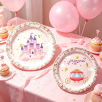 Vaisselle de fête sur le thème de la princesse, château, vaisselle jetable en papier, décoration de fête, vaisselle de fête d'anniversaire