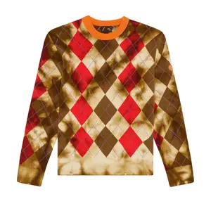 Mens Pullover Knitwear Oem Brushed Wool Argyle Pattern Knitwear Sweater For Men