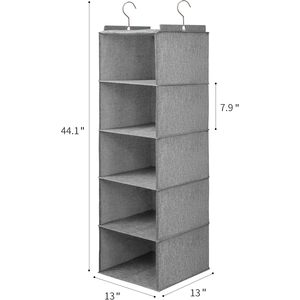 Hanging Closet Organizer 6 <b>Shelf</b> With Drawers Detachable Dark Gray Clothing Storage For Bedroom - Product Image 2