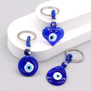 Custom Turkish Blue Evil Eye Metal Glass Keychain Luck Amulet and Charm for Jewellery Crafting Evil Eye Pendant Accessory
