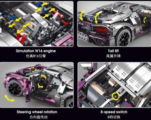 Modèle de Supercar Statique Électroplaqué à l'Échelle 1:8 Premium, Ensemble de Blocs de <span class=keywords><strong>Construction</strong></span> DIY MOC pour Adultes et Enfants, Idéal pour Cadeau, Présentation et Collection - Product Image 5