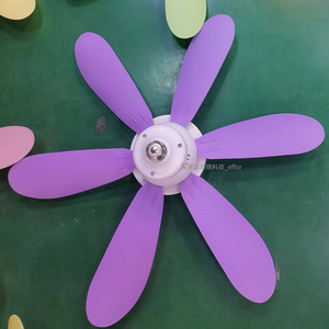 Flower <b>Fan</b> Light 40W LED <b>Ceiling</b> Mount <b>Remote</b> <b>Control</b> With Light Flush Mount Plastic Blade 6 Blades Colorful - Product Image 4