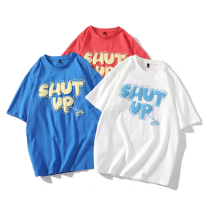 T-shirts personnalisés OEM pour hommes, respirants, à manches courtes, en polyester/coton, coupe classique, impression en relief sur le devant, style streetwear, vente en gros - Product Image 1