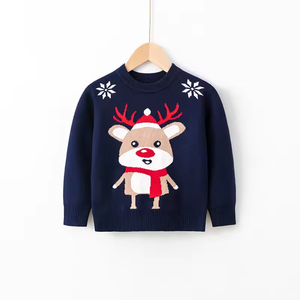 Pull-over en polyester/coton élastique pour filles et garçons avec col rond, design de dessin animé pour l'automne, l'hiver et Noël, personnalisable - Product Image 2