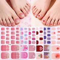 Stiker Kuku Kaki Tahan Air Warna Solid Gradasi Musim Panas dengan Glitter dan Stamping Foil Emas Teo Nail Strips Teo Nail Art Stickers
