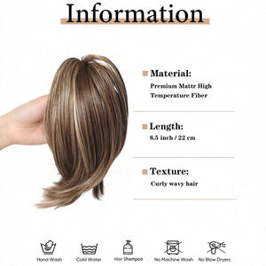 วิกผมต่อผมแบบหนีบสำหรับผู้หญิงชาวยุโรปอเมริกัน ทำจากไหมทนความร้อนสูง ขนาด 22 ซม. น้ำหนัก 80 กรัม ปรับได้ - Product Image 5