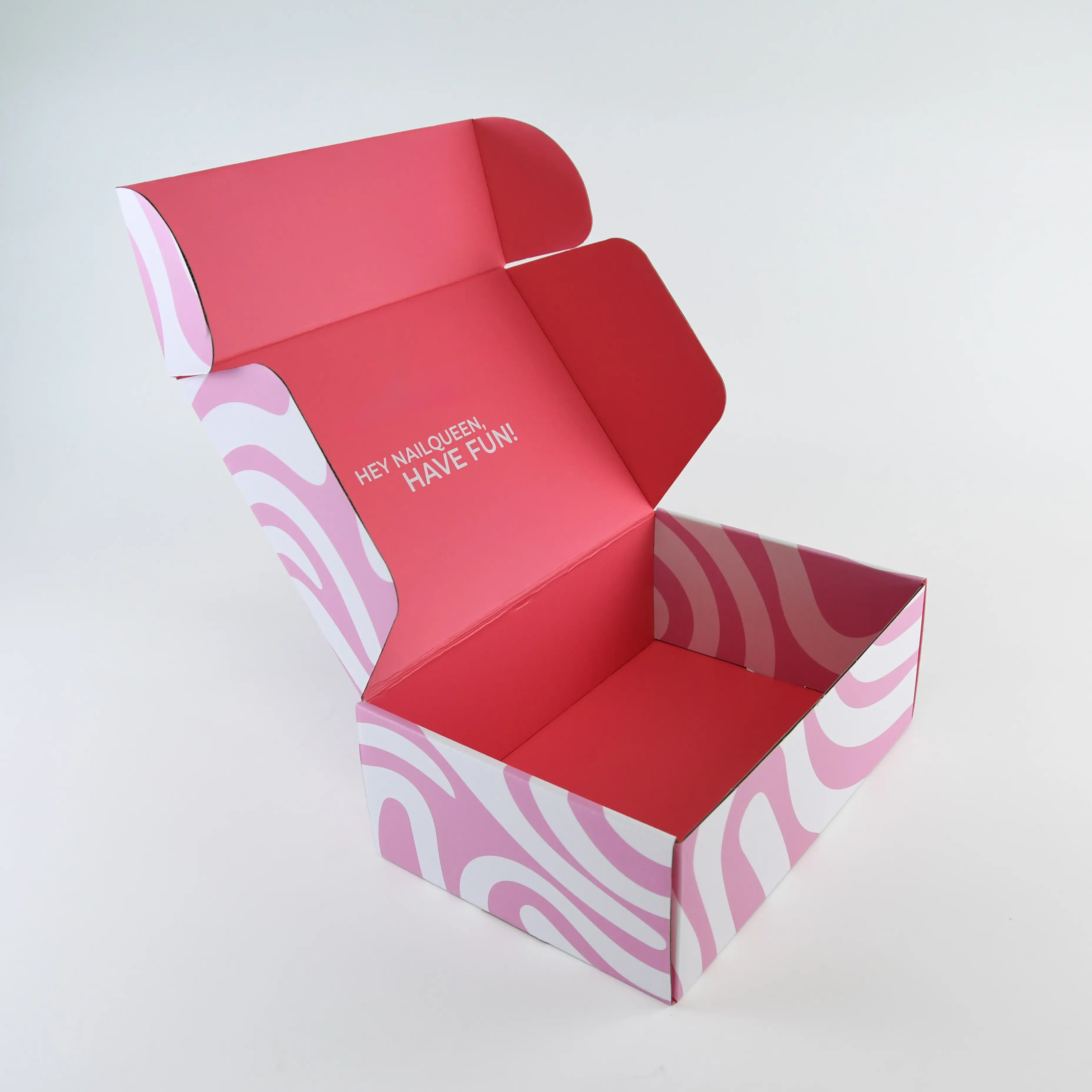 LOW MOQ Corrugated Recyclable Custom Logo Pink Gift Packaging Paper Postal Paper Mailing Shipping Boxes for Small Business