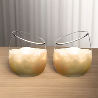 Nouveau design unique 350ML jante inclinée sans pied fond épaissi verre thé boire bière tasse verres à whisky à la mode