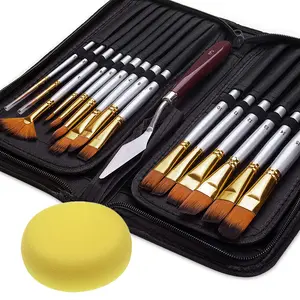 15 pièces stylos de peinture en Nylon professionnels poteau en bois acrylique huile aquarelle artiste pinceau ensemble