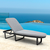 Chaise longue d'extérieur avec coussin Chaises longues en aluminium Chaise longue de piscine pour patio/piscine/plage