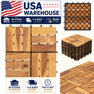 Envío Gratuito en EE. UU., Baldosas de Madera de Acacia Encajables de 12x12 Pulgadas para Terraza, <span class=keywords><strong>Patio</strong></span> o Balcón, Entrega Rápida de 3 a 6 Días - Product Image 5
