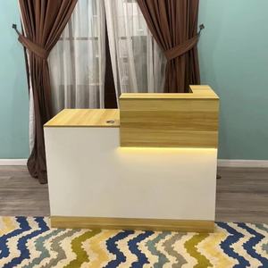 Comptoir de réception de salon de beauté en bois de conception moderne de haute qualité au prix d'usine Zxm, table de réception de bureau blanche - Product Image 6