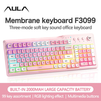 AULA F3099 Keyboard Mekanik Ergonomis Baru 99 Tombol Pencahayaan RGB Double-Shot PBT Cherry Keycaps Tri-Mode Nirkabel 2.4G Berkabel Plastik