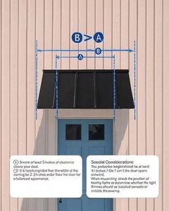 Tenda logam tetap 56X24 inci, kanopi pintu tenda jendela, <span class=keywords><strong>Awning</strong></span> bingkai baja segitiga stabil - Product Image 4