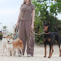Maßgefertigtes Klassisches Verstellbares Leder-Hundeleinen-Set Langlebiges Luxus-Hundetrainingsset mit Seilführleine