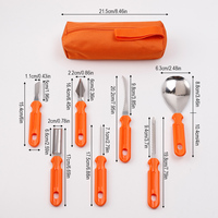 8-delige roestvrijstalen pompoen snijset met kunststof handvat voor kinder-DIY Halloween decoratiegereedschap voor de feestdagen
