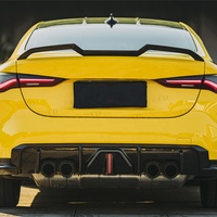 Diffuseur arrière en fibre de carbone sèche avec lumière LED pour BMW G80 G82 G83 M3 M4 2021 + Diffuseur de pare-chocs arrière Lip Splitter Car Bodykit