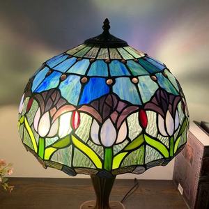 Lámpara <span class=keywords><strong>de</strong></span> Escritorio LED <span class=keywords><strong>de</strong></span> Estilo Tiffany Europeo LongHuiJing <span class=keywords><strong>de</strong></span> 16 Pulgadas con Diseño <span class=keywords><strong>de</strong></span> Flor <span class=keywords><strong>de</strong></span> Tulipán en <span class=keywords><strong>Vidrio</strong></span> Teñido, Alimentación por CA, Aspecto Vintage, Simple y Flexible - Product Image 6