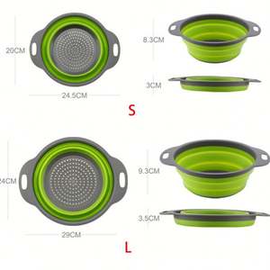USSE Lot de 3 passoires pliables en silicone vert pour la cuisine Passoires de 6 pintes pour légumes - Product Image 3