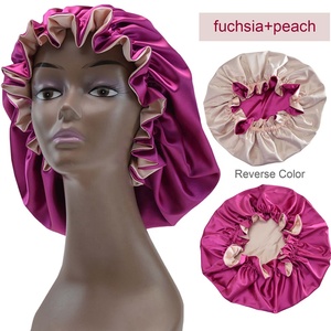 <span class=keywords><strong>Bonnet</strong></span> en satin double couche pour femme, prêt à être expédié de l'usine, pour dormir, bonnets réversibles, <span class=keywords><strong>bonnet</strong></span> soyeux, <span class=keywords><strong>bonnet</strong></span> pour cheveux, couleur unie - Product Image 2