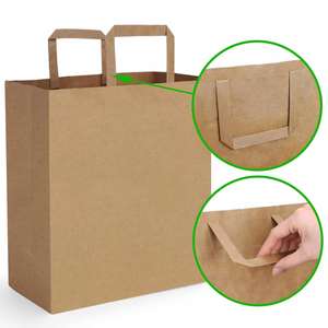 Sac en papier kraft épais classique, durable et écologique avec poignée renforcée pour l'emballage - Product Image 2