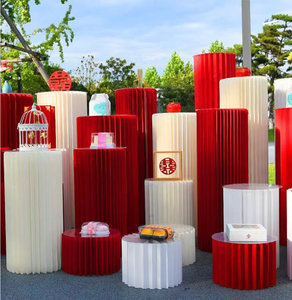 Support à dessert cylindrique pliable moderne pour mariage, <span class=keywords><strong>colonne</strong></span> <span class=keywords><strong>romaine</strong></span> en papier, décoration d'allée, vitrine de magasin, décoration de fête d'anniversaire - Product Image 1