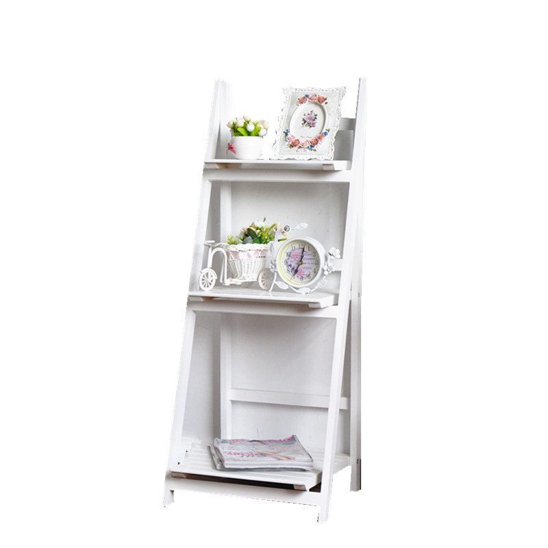 Foldable Metal Bookcase - No Assembly Retro Shelf, Floor Standing, Gold, 34x21x111cm, Holds 25 Lbs Per Shelf