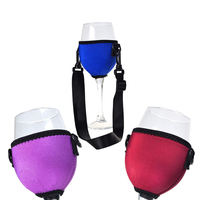 Porte-gobelet à vin en néoprène personnalisable avec motif de lettres, isolé, durable, coutures latérales cousues, lavable en machine, avec cordon