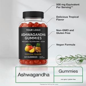 Vegan Ashwagandha Gummies hương vị nhiệt đới không biến đổi gen không chứa gluten 60 phần bổ sung hàng ngày - Product Image 5