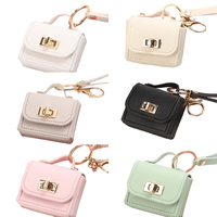 Mini sac à main de luxe tendance avec porte-clés, portefeuille en cuir PU, pendentif, dragonne, portable, haute qualité, cadeau mignon pour femme