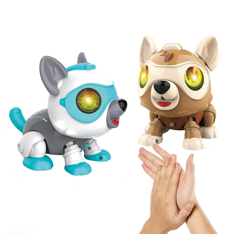 Dowellin ของเล่นมีก้าน DIY,ของเล่นเพื่อการเรียนรู้หุ่นยนต์สุนัขสุนัขอิเล็กทรอนิกส์แบบโต้ตอบสำหรับเด็ก
