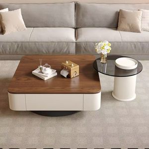 Tavolino da Caffè <span class=keywords><strong>Moderno</strong></span> in Legno Massello Crema per <span class=keywords><strong>Soggiorno</strong></span> <span class=keywords><strong>con</strong></span> Funzione di Archiviazione, Lussuoso per Uso Domestico - Product Image 5
