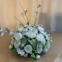B1515 Décoration de table de mariage, fleurs artisanales en soie, petites boules de fleurs, centre de table de mariage, arrangements floraux, boule de roses blanches