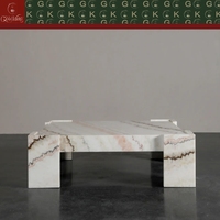 Table basse carrée en marbre onyx rose moderne GOLDKING, en pierre massive, pour villa, appartement, salon, projet