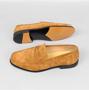 Chaussures d'affaires pour hommes en cuir de vachette, style britannique, à enfiler, semelle extérieure en caoutchouc respirante, confortables, souples, légères, flexibles, vente en gros - Product Image 2