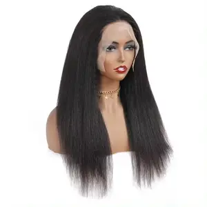 黒人女性のための高品質の生インド髪キンキーストレートウィッグ13*4 Hdレース正面グルーレスかつら