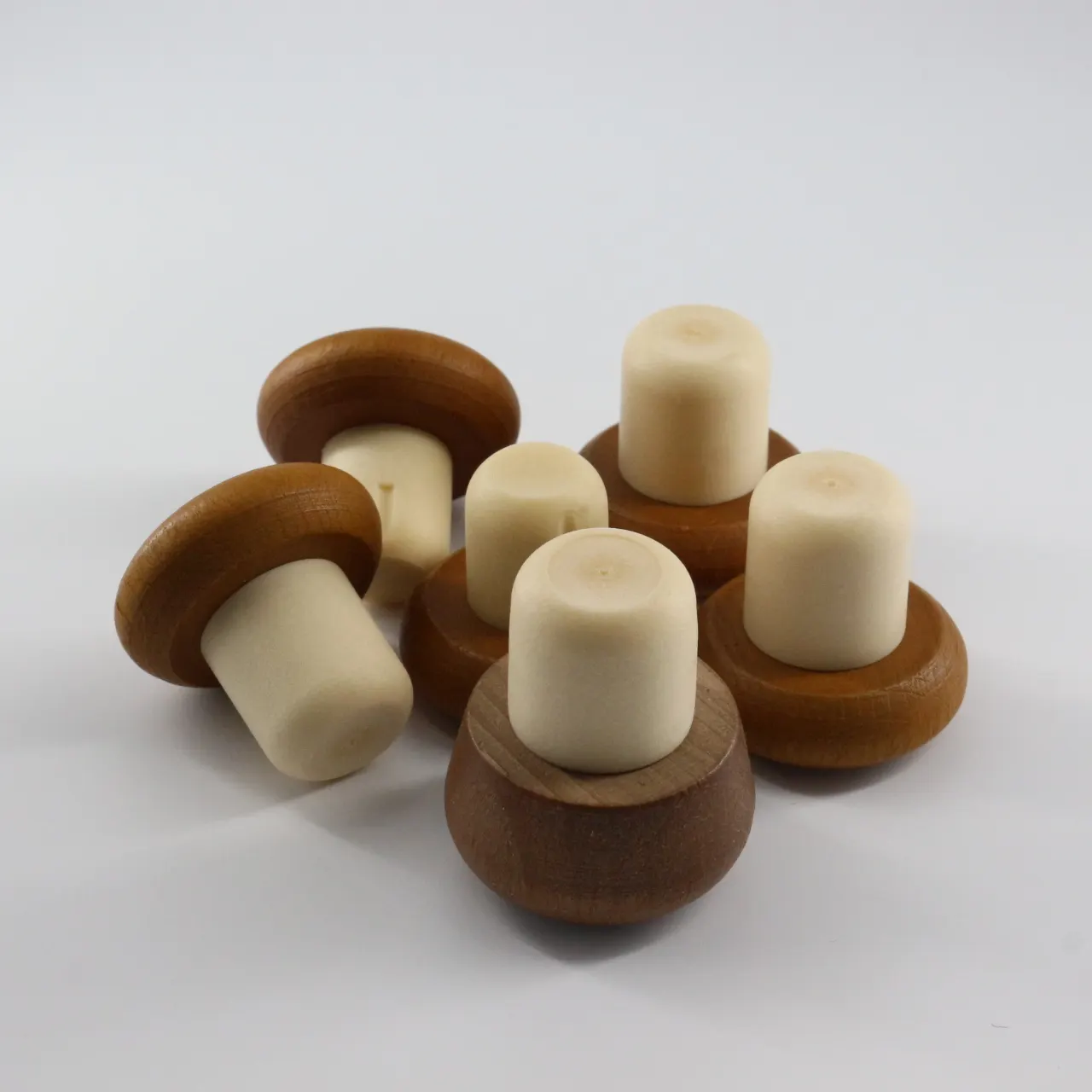 Customized T Shape Aluminum cap polymer stopper wooden cap synthetic cork corks