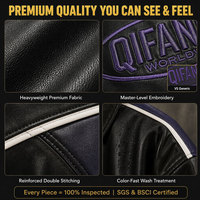 OEM Custom Graphic Embossed Elastic Bund und Manschetten gewaschene schwarze Leder Vintage Jacke