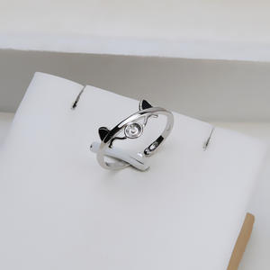 แหวนเงินแท้ S925 ทำมือ สำหรับงาน DIY รูปทรงหูแมว แบบเปิด 4-5 ห่วง ประดับมุก  แหวนแฟชั่นรูปหูแมว - Product Image 2