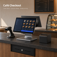 Système de point de vente (PDV) avec écran tactile de 15,6 pouces, ordinateur tout-en-un avec écran client optionnel de 11,6 pouces pour la vente au détail, les restaurants et les cafés