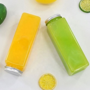 2025 Transparent Food Grade Square 8oz 12oz 16oz Juice Plastic Juice <b>Bottle</b> - Product Image 3