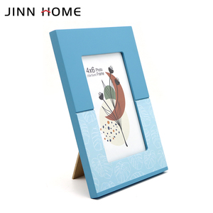 Jinn Home personalizza le dimensioni in legno <span class=keywords><strong>cornice</strong></span> per foto 4*6 ''vernice blu verde Pattern Peaf - Product Image 2