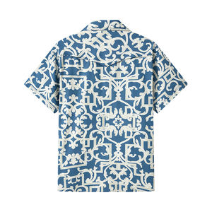 Camisa de Hombre Ecológica y Cómoda, 100% Algodón Popelín, Estampado Digital, Cuello Clásico, Manga Corta, para Otoño - Product Image 1