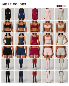 Manufacturers Premium Women's Sportswear Sports Bra Zip Jacket and Gym Pants <strong>Flare</strong> <strong>Leggings</strong> 3 Piece Workout Sets for Women - Product Image 4