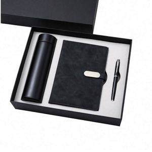 Premium Leather Notebook <b>Set</b> with Stainless Steel Tumbler Pen and Keychain in Luxury Gift Box for Corporate Clients - Product Image 1