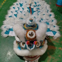 Costume de tête de lion pour le Nouvel An chinois, fait main pour adultes, en soie/coton, laine épaisse et peluche, traditionnel, pour spectacle sur mesure, 5000 ans d'histoire