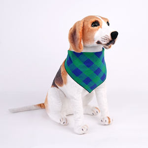 ผ้ากันเปื้อนลายสก็อตสีเขียวและสีน้ำเงินสำหรับสัตว์เลี้ยงผ้าพันคอสามเหลี่ยมสำหรับสุนัขและแมวขนาดเล็ก - Product Image 2