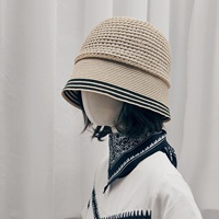 Sombrero Cloche Casual de Lino Rayado Plegable de Alta Calidad para Adultos, Ideal para Viajes al Aire Libre, Venta al por Mayor