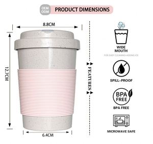 Eco-Friendly 350ml/12OZ Travel Mugs Reusable Drink <b>Cup</b> with <b>Sip</b>&Straw Lid Food Grade Tumbler Plastic Business Gift - Product Image 3