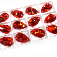 LUCKY Grosir murah kualitas k9 dengan harga terbaik merah muda terang Rhinestone Jahit Tempel Kristal Jahit Tempel Ukuran 17x28mm untuk Gaun